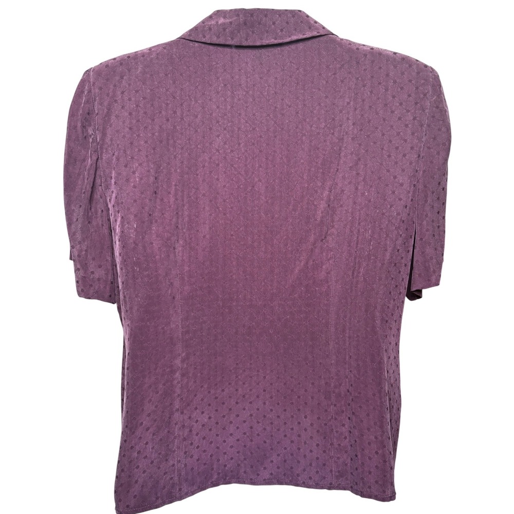 VTG 90s ELISABETH x LIZ CLAIBORNE Womens Plum Button Up Blouse 16 Office Retro - Picture 3 of 11